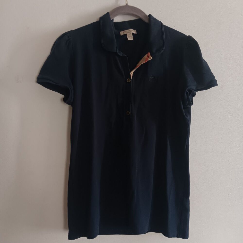 Burberry Brit Navy Blue‎ Polo Shirt Sz Large Preppy Sporty Vacation Tennis